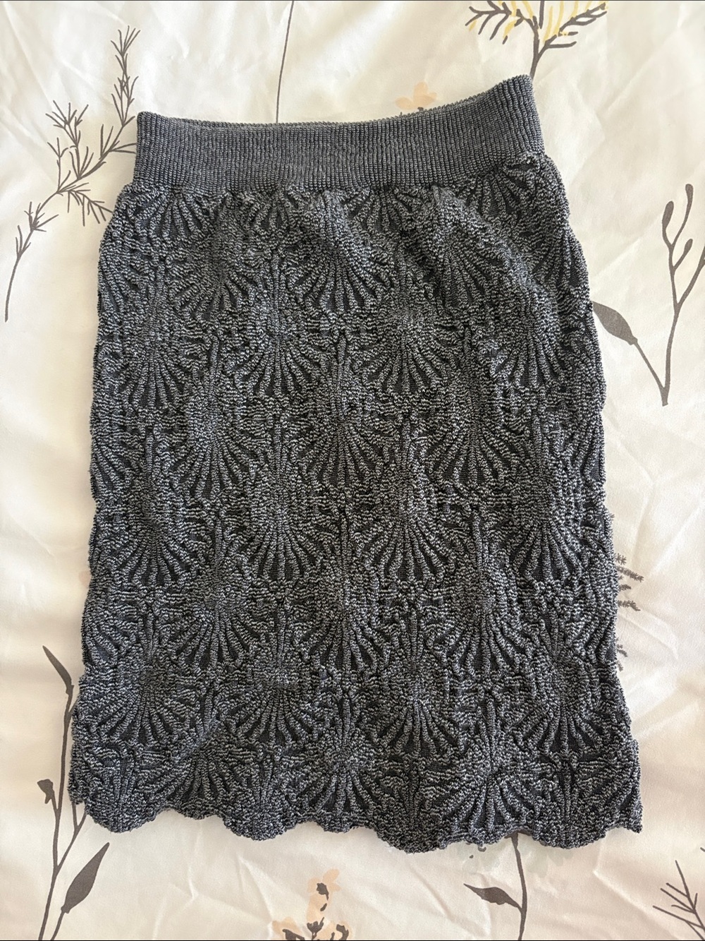 Free People Dark Gray Textured Knit Midi Skirt
